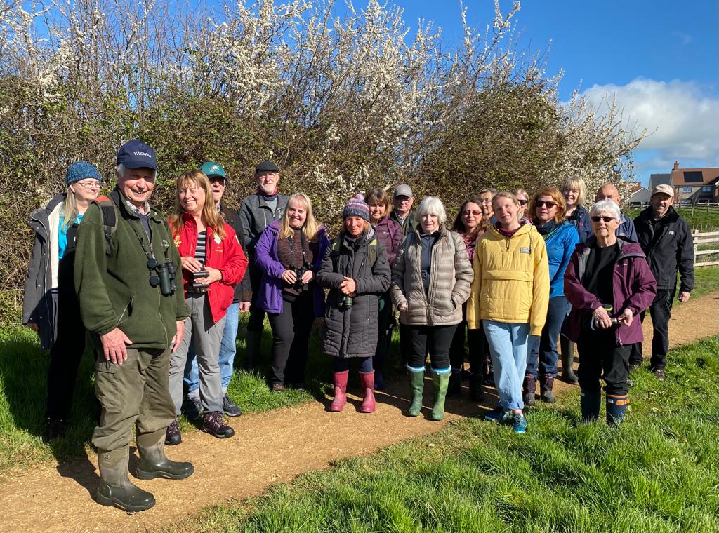 Number of people outside going on an early morning bird walk